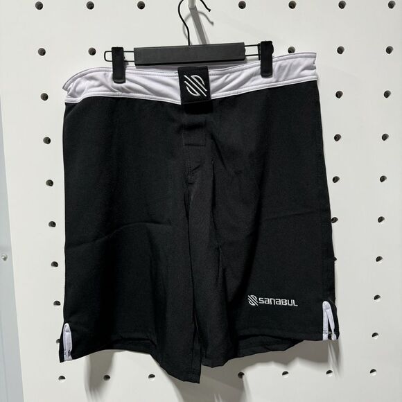 Sanabul Shorts Mens Black White MMA Martial Arts Fight Size 34 - Picture 1 of 3